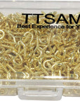 300PCS Small Screw Eye Pins,10 X 5Mm Eye Pins Hooks,Mini Screw Eye Pin Peg for Arts & Crafts Projects,Self Tapping Screws Hooks Ring for Cork Top Bottles & Charm Bead & DIY Jewelry Making (Gold)