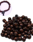 600Pcs Natural round Euro Wood and Coffee Colored Beads Wood Beads 8Mm Diameter Wooden for DIY Jewelry Bracelet Makings
