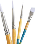 Snap White Synthetic Paint Brush Set for Acrylic and Watercolor, Includes 4 Paint Brushes