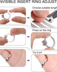 96 Pieces Ring Sizer Adjuster Ring Guards Invisible Ring Sizer Loose Ring Size Reducer with Ring Gauge Measuring Tool Jewelry Polishing Cloth and Scissors for Man and Woman Rings