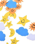 108 Pieces the Blue Sky, the Sun, the Moon Shapes Self-Adhesive Foam Stickers for Craft Art Project