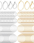 96Pcs Hoop Earrings Finding, Hypoallergenic Alloy round Earring Hoops for Jewelry Making, Gold Silver Open Beading DIY Earrings Craft Art Accessories 20Mm 30Mm 40Mm 50Mm