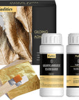 Gold Leaf Gilding Adhesive Set, 100Ml Water Based Metal Leaf Glue and 100Ml Varnish, Gold Leaf Sheets 100 Pcs, 2 Brushes, for Craft, Painting and Arts