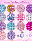 773Pcs Mermaid Charm DIY Bead Kit for Kids Girls with Pearl Starfish Shell, Ocean Beads with Mermaid for Bracelet Necklace Making
