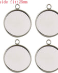 20Pcs Fit 25Mm Stainless Steel round Blank Bezel Pendant Trays Base Cabochon Settings Trays Pendant Blanks for Jewelry Making DIY Findings (10167-25Mm)