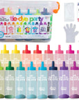 One-Step Tie-Dye Party, 18 Pre-Filled Bottles, Creative Group Activity, All-In-1 Fashion Design Kit, 1 Pack, Rainbow