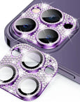 For iPhone 14 15 Pro Max Glitter Diamond Metal Lens Cover For iPhone 15 14 Plus 12 13 Mini 11 Pro Max Camera Lens Protector Film