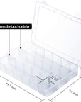 18 Grids Large Plastic Compartment Container, Bead Storage Organizer Box Case with Adjustable Removable Dividers for Jewelry Craft Tackles Tools, Size 11.7 X 7.7 X 1.7 In, White