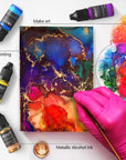 Alcohol Ink Set, 30 Bottles Vibrant Colors Concentrated Alcohol-Based Ink, Metal Dyes, for Resin Petri Dish Making, Epoxy Resin Art, Tumbler Cup Making,Painting, 10Ml /Each