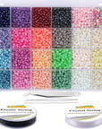 6000Pcs Glass Seed Beads Small Craft Beads for DIY Bracelet Necklaces Crafting Jewelry Making Supplies with Two 0.8Mm Clear Bracelet String (4Mm, 250 per Color, 24 Colors)