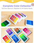 Craft Ink Pad, Washable DIY Stamp Ink Pads for Kids, 24 Colors Finger Print Ink Pads for Scrapbooking, Card Making, Painting, Set of 6 Multicolor Rainbow Ink Pads