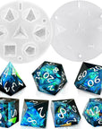 7 Piece Sharp Edge Polyhedral Dice Mold, DND Dice Resin Molds for Board Games, Silicone Molds for Resin Dice Making