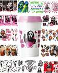 12Pcs UV DTF Cup Wrap Transfer for Glass Halloween,Terror UV DTF Transfers Stickers Decals Rub on Transfers Cup Stickers for Crafts No Heat Needed Ready to Apply UV DTF Cup Wrap Transfer