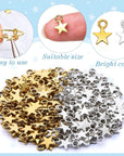 200 Pieces Star Pendant Mini Star Charms Bulk Alloy Star Dangle for Necklace Earring Bracelet Keychain Jewelry Making Graduation Decoration Gifts, 8 X 10Mm