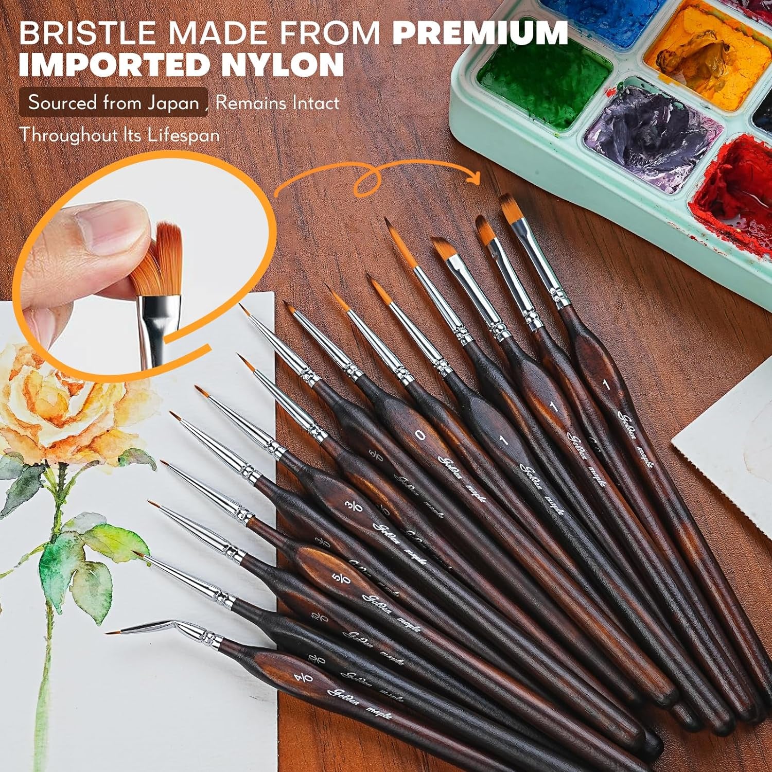 Miniature Paint Brushes Drybrush-18Pcs Micro Detail Paint Brush Set, Small Fine Detail Model Brushes for Acrylics, Watercolors & Paint by Number, Citadel, Figurine, 40K - Cocoa Brown