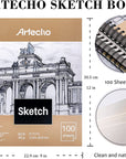 Sketch Book 9 X 12 Inch, 100 Sheets 90Gsm, Spiral Sketchbook, Hardcover Sketchbook, Acid Free Sketch Paper, Sketch Pad, Sketchbook for Drawing