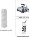 2 PCS Sublimation Blanks Skinny Tumbler White 20 OZ Straight Double Wall Stainless Steel Tumbler with Metal Straw Tumbler Cups for Tumbler Heat Press Machine Heat Transfer