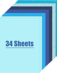 34 Sheets Blue Cardstock Paper, Glitter Cardstocks A4 Construction Paper Colored Cardstock Paper for Card Making Kids Art Crafts Scrapbooking