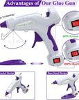 Full Size Hot Glue Gun, Dual Temp Glue Gun 60/100W Base Stand Heavy Duty Melt Glue Gun Kit with 15 Pcs Glue Sticks & 3 Finger Protectors for Sealing Wax, Quick Repairs, DIY, Art & Crafts
