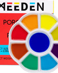 7-Well Studio Porcelain Paint Palette Tray,Artist Mixing Colour Tray by 4-3/4 Inches for Watercolor Gouache Painting,Round,White