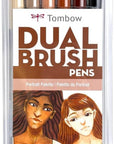 56236 Dual Brush Pen Art Markers, Portrait, 6-Pack. Blendable, Brush and Fine Tip Markers