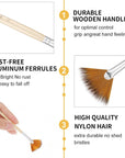 5 Pieces Fan Brush for Painting, Oil Acrylic Paint Brushes Artist Fan Brushes Nylon Hair Long Wood Handle Painting Brush for Acrylic Watercolor Oil Gouche Painting(1