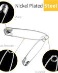 Safety Pins, 150 PCS Safety Pins Assorted, 3 Different Sizes Silver Safety Pins Bulk, Small Safety Pins, Large Safety Pins Heavy Duty for Clothes, Sewing, Craft
