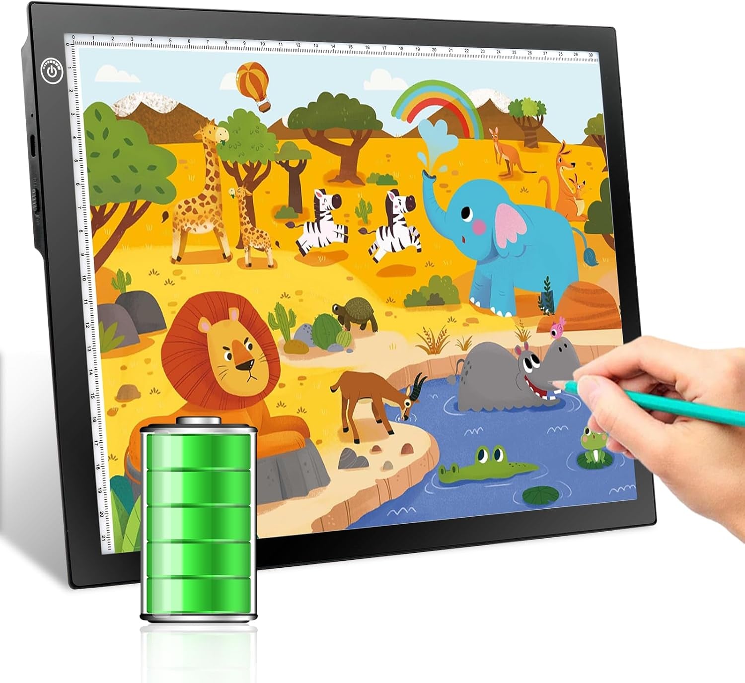 Rechargeable A4 LED Light Tracing Pad, Adjustable Battery Powered Drawing Tablet, Artcraft Portable Light Copy Board for Tattoo Transferring, Diamond Art, Weeding Vinyl