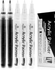 Black Paint Pens, 6 Pack 0.7Mm Acrylic Black Permanent Marker ,White Paint Pens for Rock Painting, Stone,Wood, Plastic, Ceramic, Glass, Metal Canvas, Paper, Water-Based Extra Fine Point