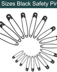 600Pcs Black Safety Pin Assorted Size Safety Pin Small and Large Safety Pins for Clothes Home School Office Sewing Craft and Arts Pinning
