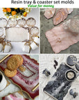 XL Resin Tray Mold Silicone & 3Pcs Geode Coaster Molds for DIY Crafts, Epoxy Resin Casting Molds for Making Faux Agate Tray, Serving Board, Home Decorations