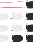 10 Pieces Drawstring Cords with Easy Threaders, Hoodie String Replacement with Pink Flexible Drawstring Threaders for Pants Sweatpants Hoodies Jackets Shoes (5 Black & 5 White)