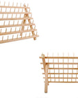 60-Spools Wooden Thread Holder Sewing and Embroidery Thread Rack and Organizer Thread Rack for Sewing with Hanging Hooks