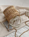 4PCS DIY Imitation Pearl Beads Short Long Handle Shoulder Cross Body Bag Handbag Chains Accessories with Metal Buckles