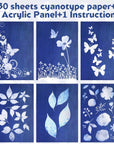 Sun Print Paper Kit, Cyanotype Paper, 30 Sheets Cyanotype Papers with 2 Sheet Acrylic Panel, High Sensitive Nature Sun/Solar Activated Sun Printing Art Paper for Flower Press Arts Crafts DIY Project