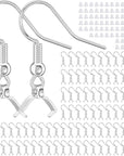 Earring Hooks with Pinch Bails Clasp 80 Pcs/40 Pairs, 160 Pcs Earring Making Supplies Kit with Earring Backs for Jewelry Making, Hypoallergenic Ear Wires Fish Hooks (Silver)