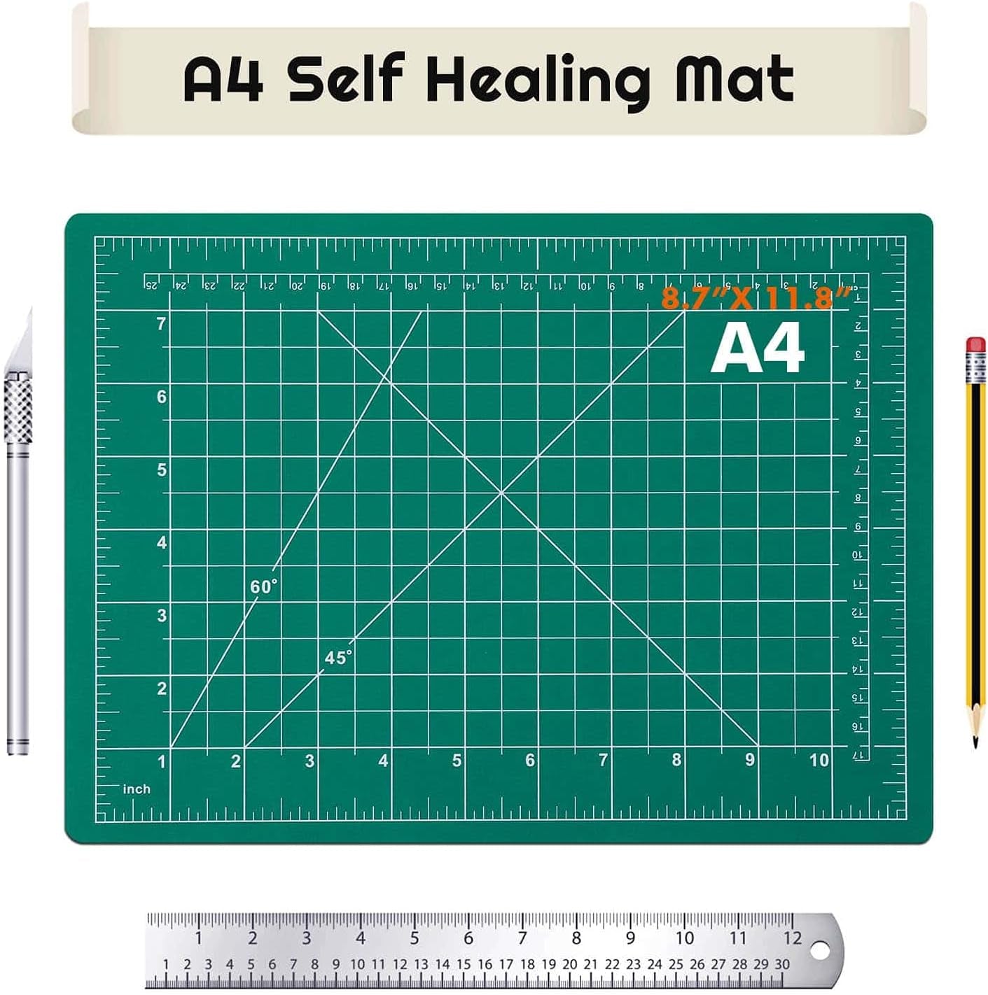 Self Healing Sewing Mat, Rotary Cutting Mat Double Sided 5-Ply Craft Cutting Board for Sewing Crafts Hobby Fabric Precision Scrapbooking Project 9Inch X 12Inch(A4)