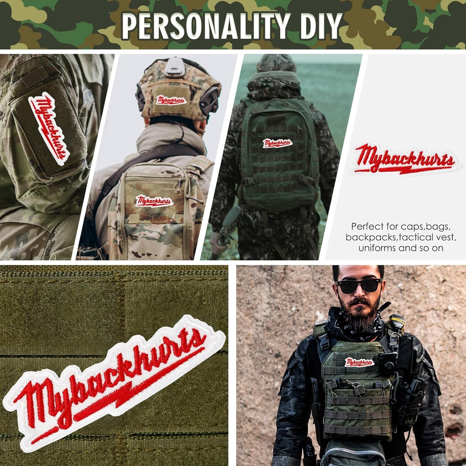 My Back Hurts Patch, 1 Pc Funny Embroidered Patch for Blue Collar Worker Builder, Tactical Morale Patch for Backpacks, Hard Hats, Dog Harnesses, Vests, Bags