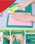 Rotary Cutter Set,  Self Healing Sewing Mats Rotary Cutter and Mat 45Mm Rotary Fabric Cutter Set with 2 Blades Rotary Cutting Mat for Crafts Fabric Quilting Hobby (9" X 12" (A4))
