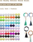 300Pcs 15Mm Silicone Beads, 30 Mixed Silicone Beads Bulk round Silicone Beads for Keychain Making Kit Rubber Silicone Focal Beads Loose Beads for Necklace Bracelet Lanyard Making (15Mm-300Pc)