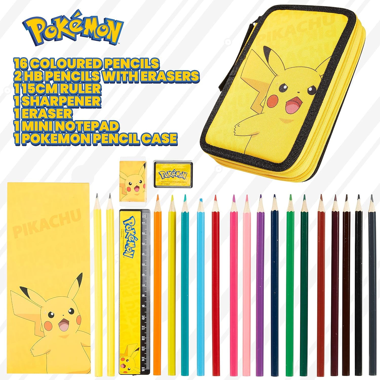 Pencil Case for Boys, Pikachu Filled Pencil Case Stationery Set