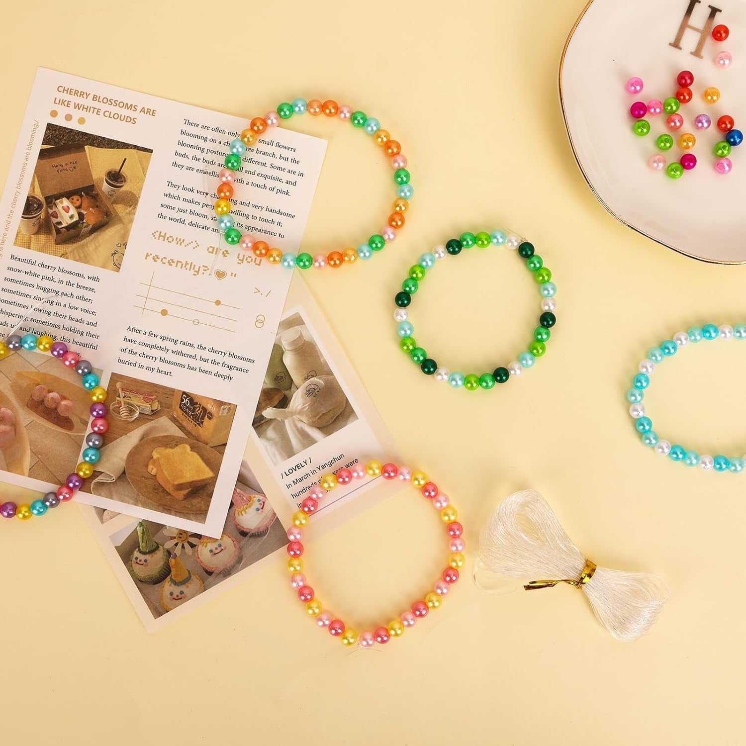 Pearl Beads, 2240Pcs Round, 32 Colors, Plastic, for Bracelets Making, Jewelry Crafting