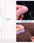 Stretchy String for Bracelets, Elastic String Jewelry Bead Cord with 2Pcs Large Eye Beading Needles for Seed Beads, Pony Beads, Bracelets and Jewelry Making White