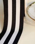 Black and White Taffy Striped Fabric Grosgrain Ribbon 1-1/2 Inch Wide 25 Yards Black Striped Ribbon for Bouquet Favor Christmas Thanksgiving Gifts Wraps Craft Trim Embellishments Supplies Decoration