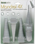 Mandrel 4X, Wire Wrapping Set, 4 Different Shapes, Oval, Square, round and Triangle, plus Interchangeable Handle, Metal Jewelry Forming and Shaping Tool