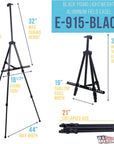- 66 Inch Sturdy Black Aluminum Tripod Artist Field and Display Easel Stand - Adjustable Height 20" to 5.5 Feet, Holds 32" Canvas - Floor and Tabletop Displaying, Painting