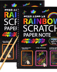 Scratch Art Books for Kids, 2 Pack Rainbow Magic Scratch Paper Black Scratch It off Art Crafts Notes Boards Sheet with 2 Wooden Stylus for Best Gifts