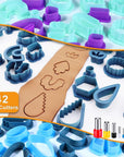 Polymer Clay Cutters for Earring Making - 160Pcs Clay Tools Set with Earrings Accessories, 42+8Pcs Different Shape Plastic Clay Molds Clay Cutters for Polymer Clay Jewelry (Style B-Blue)