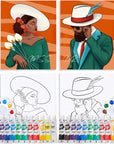 2 Pack Date Night Painting Kit for Couples - Pre-Painted Couple Paint and Sip Party Set, Elegant Gentleman and Lady Paint and Sip Party Kit (8X10)