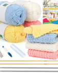 Knitting Kits for Beginners, 4 Pcs Bamboo and Metal Knitting Needle Set with Cotton Yarn, Knitting Set for Making Dishcloth with Step-By-Step Instructions,Colorful